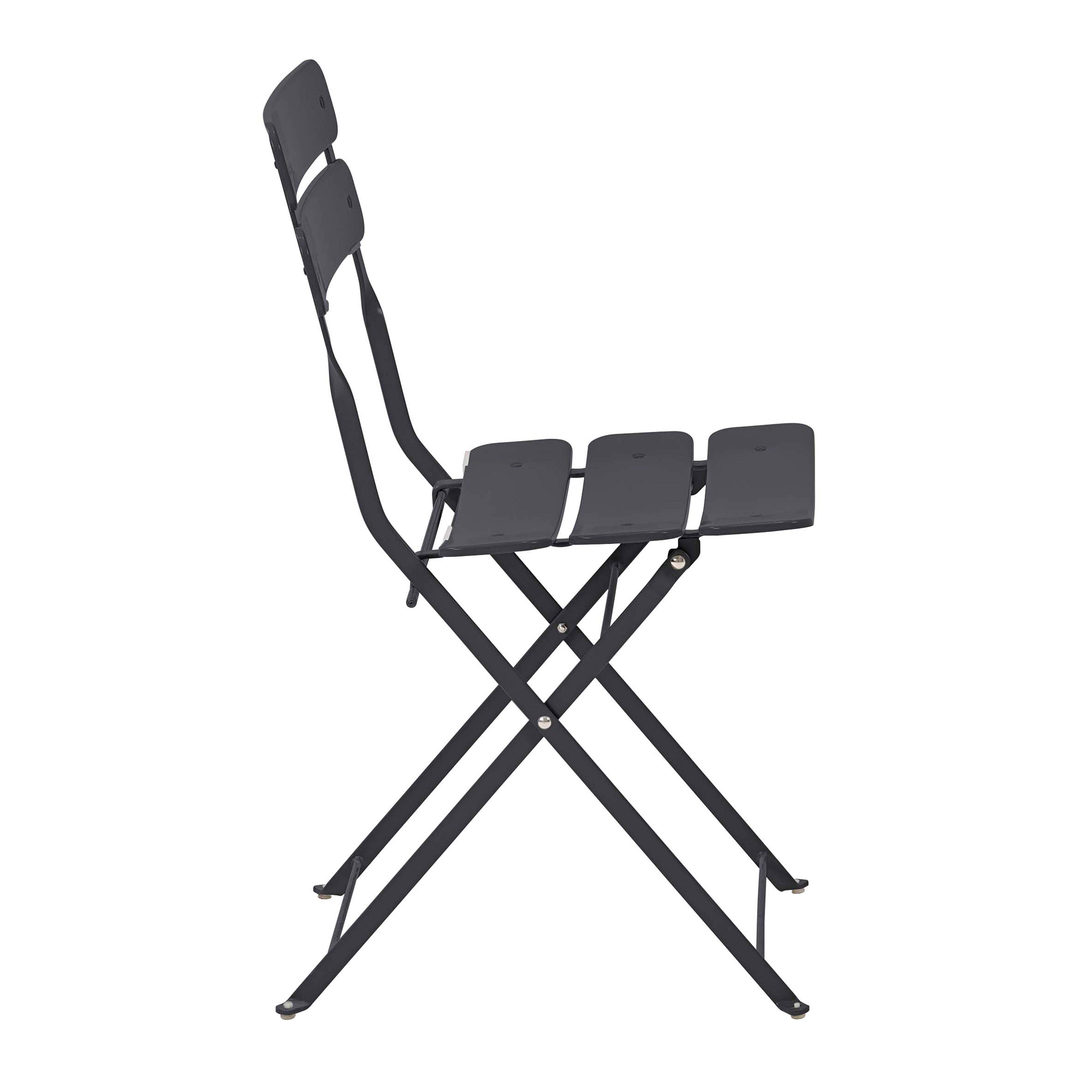 Oviala - Lot de deux chaises pliantes en acier gris anthracite Annecy - Oviala - Imagen 3