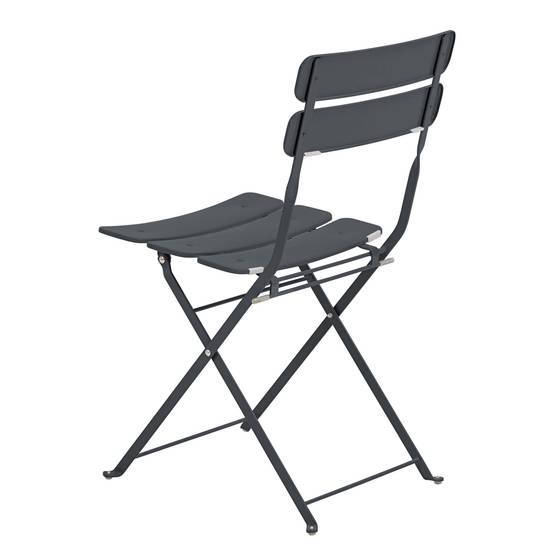 Oviala - Lot de deux chaises pliantes en acier gris anthracite Annecy - Oviala - Imagen 2