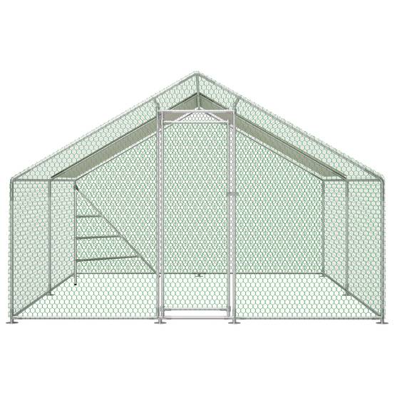 Volière Poulailler Acier 12.12m² Jardin Toit et Échelle 3x4m Blanc - ComfortXL Outdoor Living - Image 2