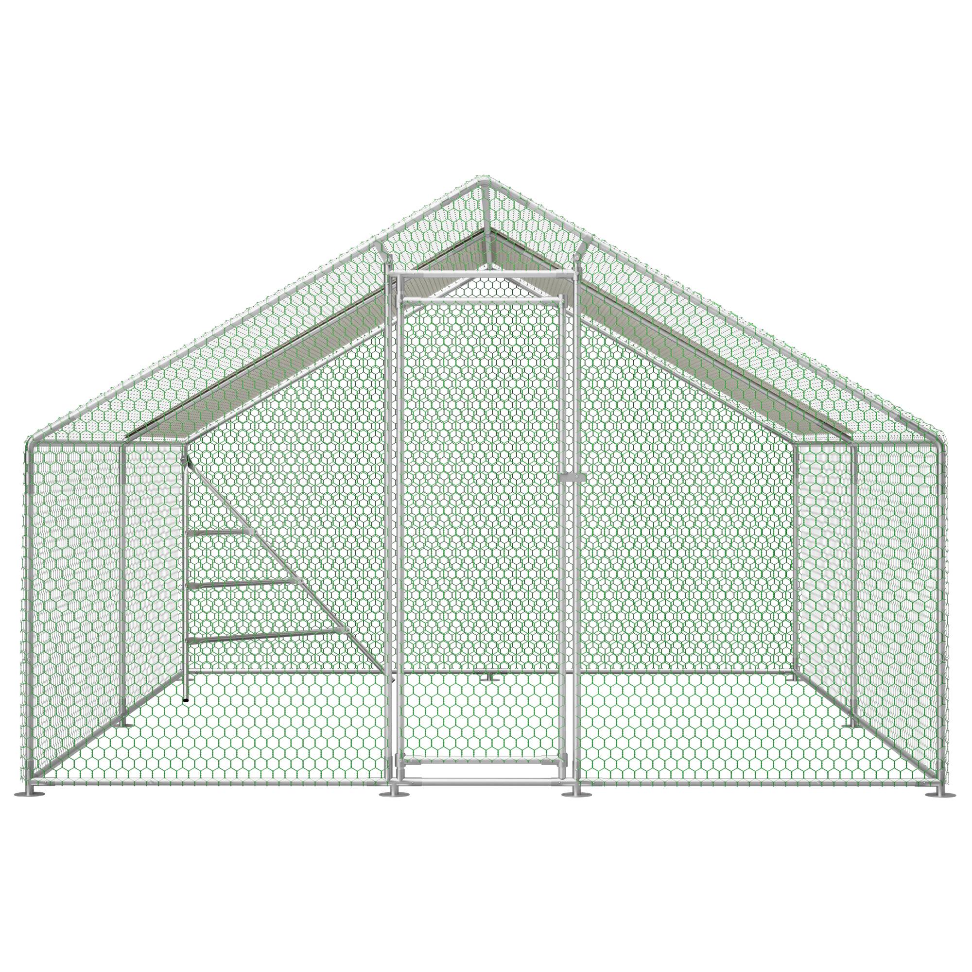 Volière Poulailler Acier 12.12m² Jardin Toit et Échelle 3x4m Blanc - ComfortXL Outdoor Living - Image 2