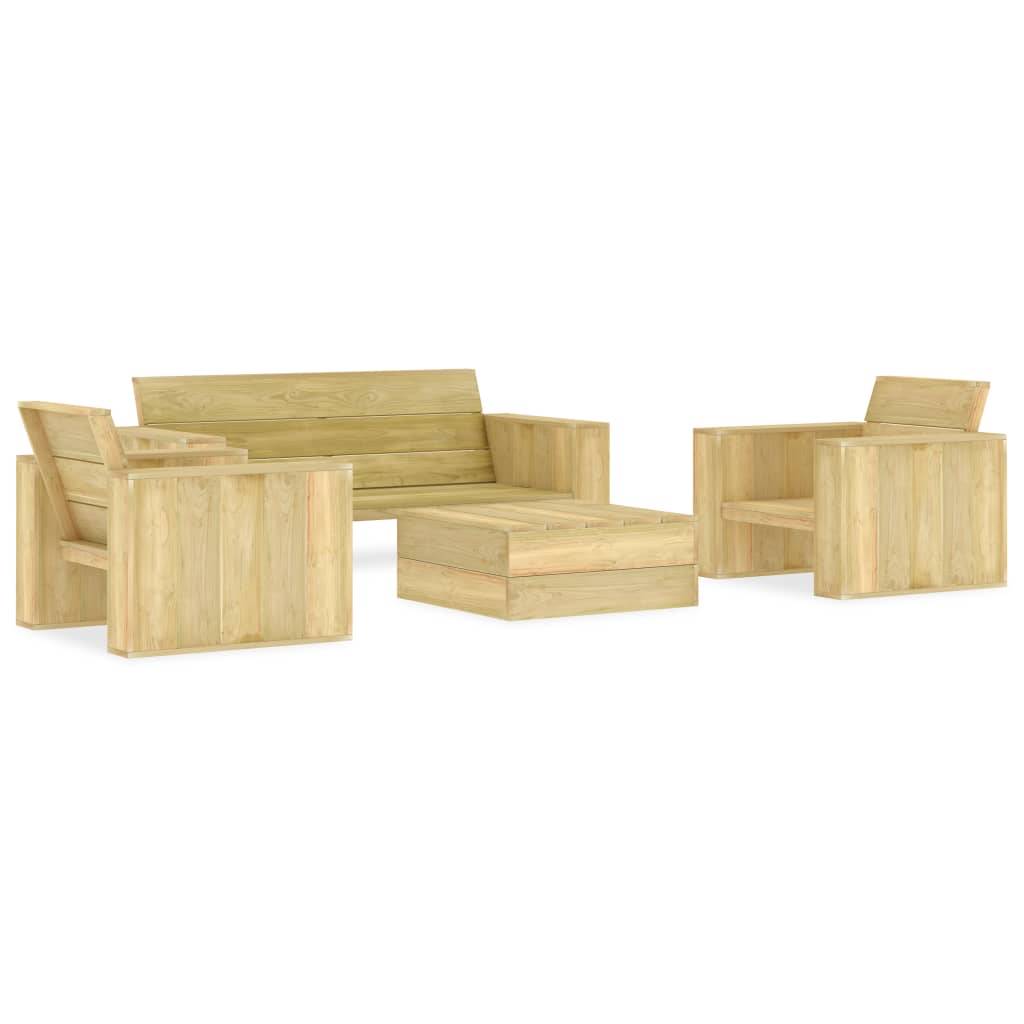 Helloshop26 - Salon de jardin meuble d'extérieur ensemble de mobilier 4 pièces bois de pin imprégné - Imagen 1
