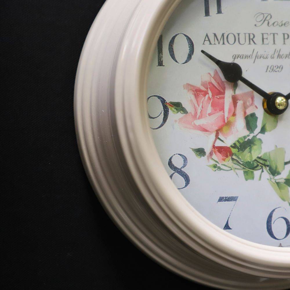 ° Horloge murale vintage décorative cuisine salon métal gris beige 22 cm Chemin de campagne - Imagen 4