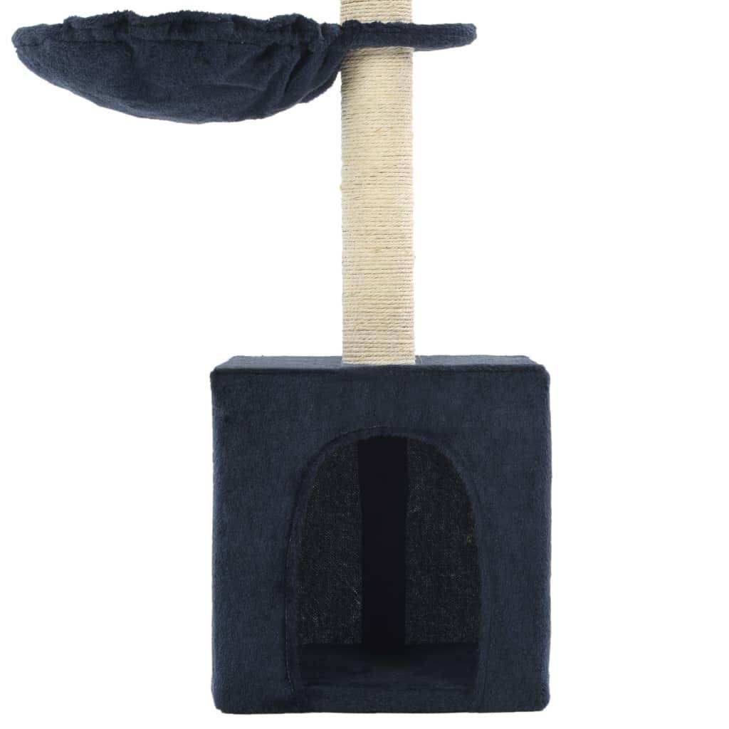 Helloshop26 - Arbre à chat griffoir grattoir niche jouet animaux peluché en sisal 105 cm bleu - Imagen 5