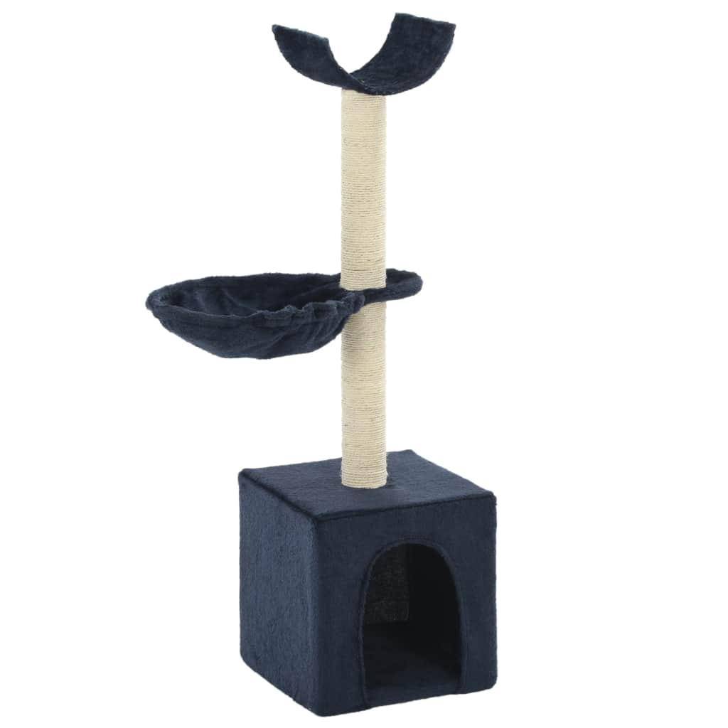 Helloshop26 - Arbre à chat griffoir grattoir niche jouet animaux peluché en sisal 105 cm bleu - Image 2