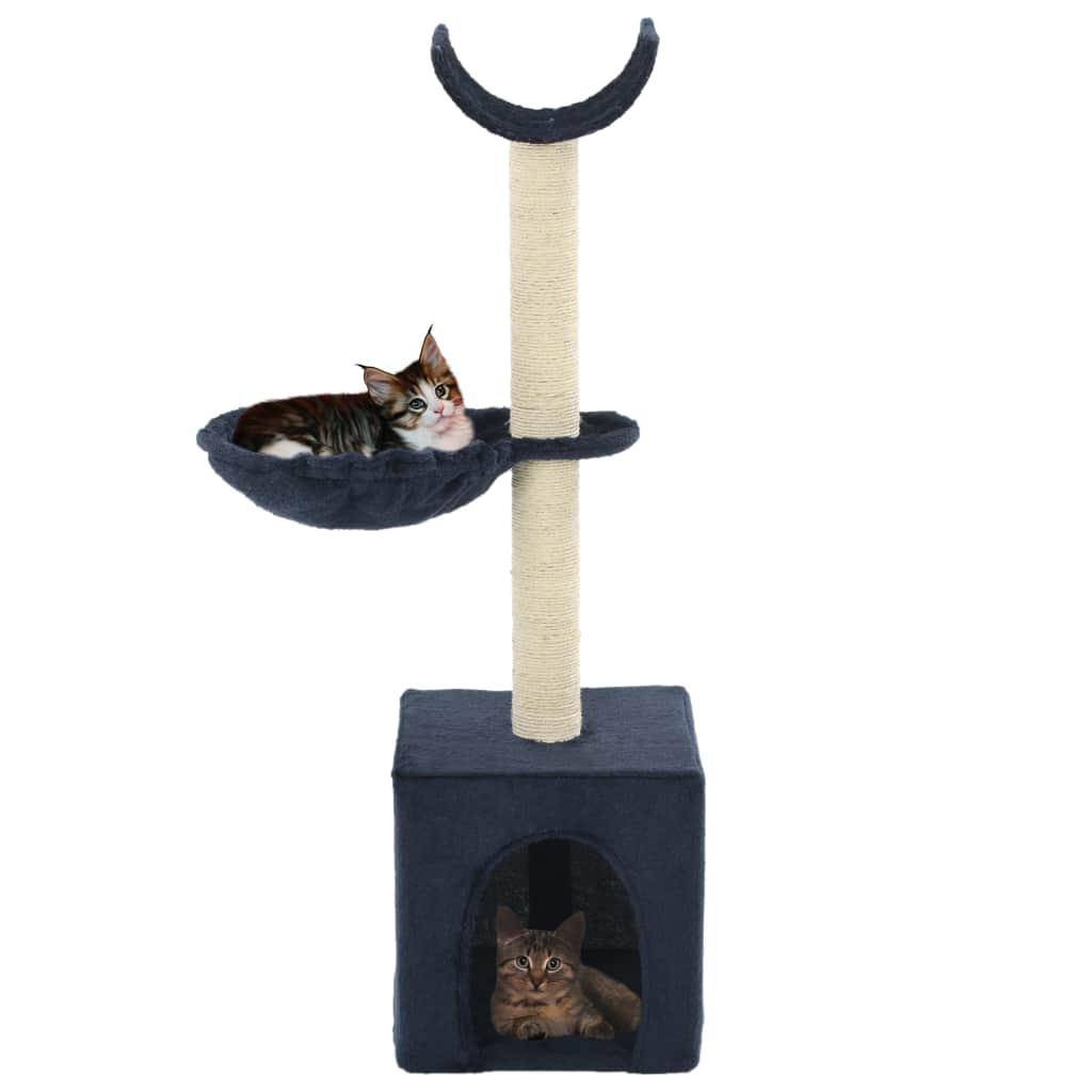 Helloshop26 - Arbre à chat griffoir grattoir niche jouet animaux peluché en sisal 105 cm bleu - Imagen 1
