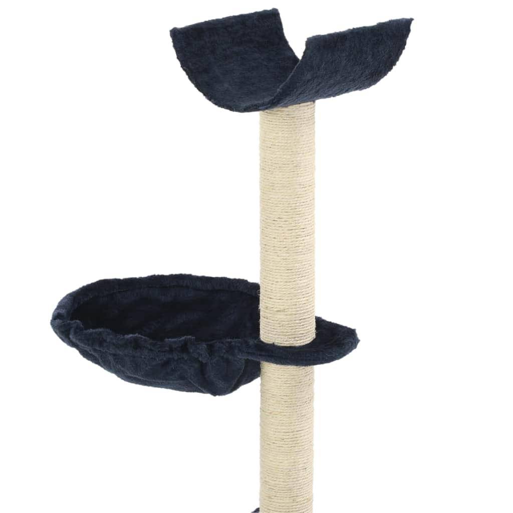 Helloshop26 - Arbre à chat griffoir grattoir niche jouet animaux peluché en sisal 105 cm bleu - Imagen 4