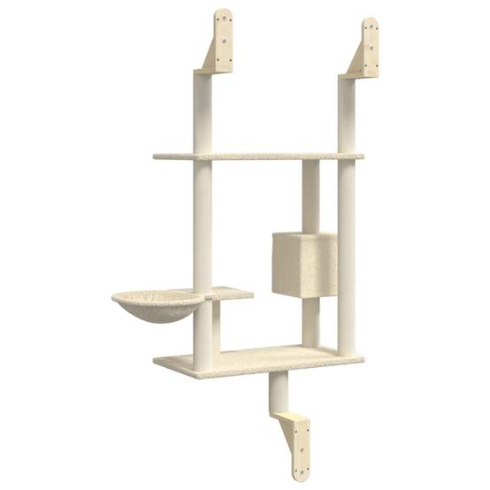 Arbre à chat mural - Arbre à grimper pour chat - Tour à chat avec griffoir crème 153 cm - Image 6