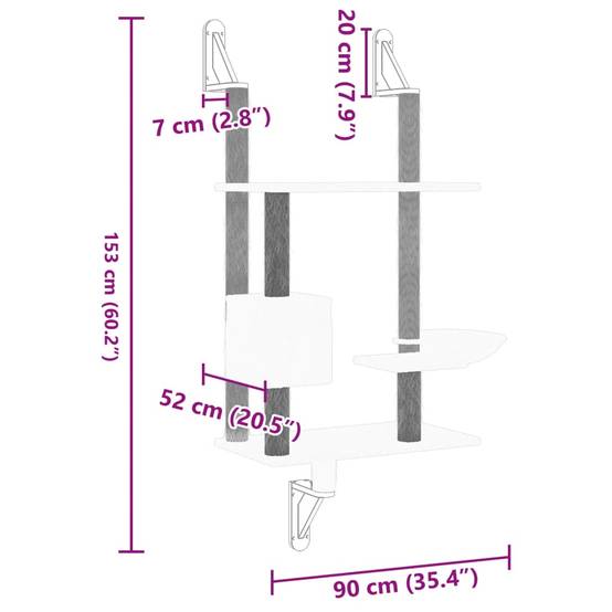 Arbre à chat mural - Arbre à grimper pour chat - Tour à chat avec griffoir crème 153 cm - Image 7