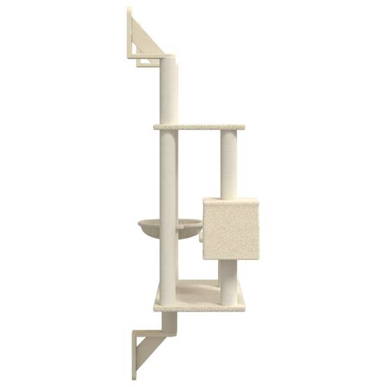 Arbre à chat mural - Arbre à grimper pour chat - Tour à chat avec griffoir crème 153 cm - Image 5