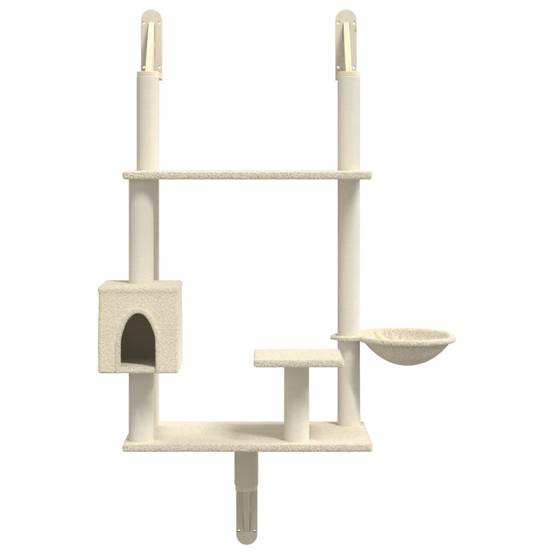 Arbre à chat mural - Arbre à grimper pour chat - Tour à chat avec griffoir crème 153 cm - Image 4