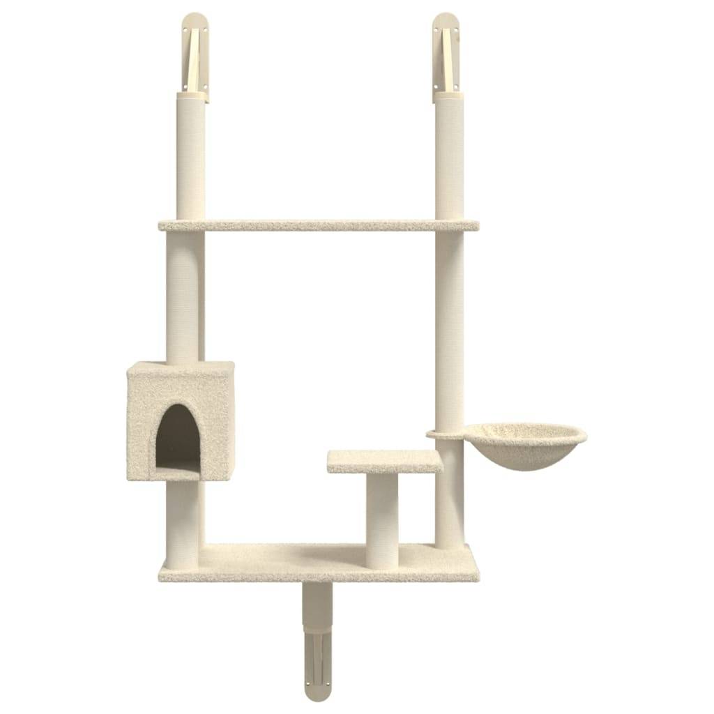 Arbre à chat mural - Arbre à grimper pour chat - Tour à chat avec griffoir crème 153 cm - Image 4