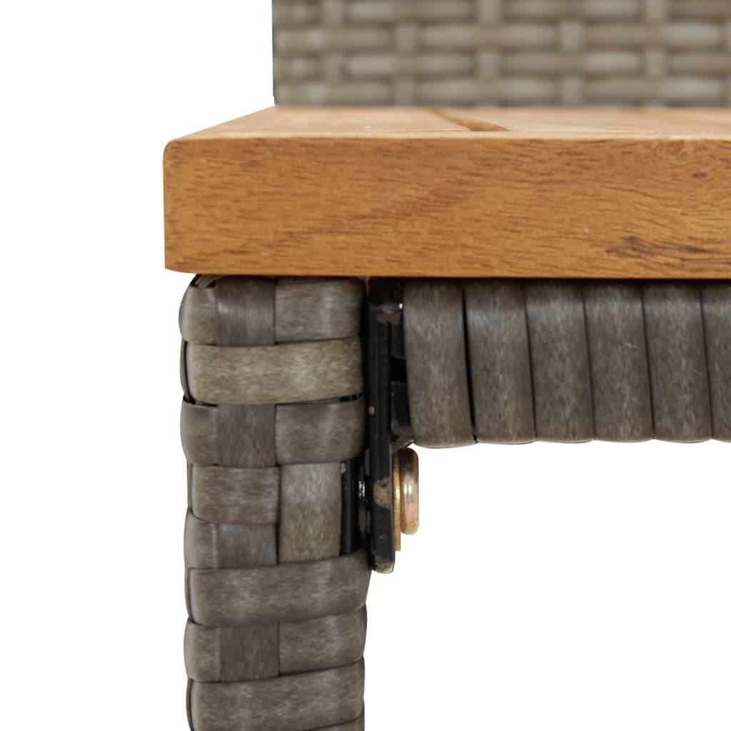 Helloshop26 - Ensemble de bar de jardin meuble extérieur terrasse 3 pièces gris poly rotin/bois massif acacia - Imagen 4
