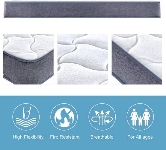 Teeno - Matelas à ressorts 140 x 200 cm, 20 cm d'épaisseur, 7 zones ergonomiques - Image 3