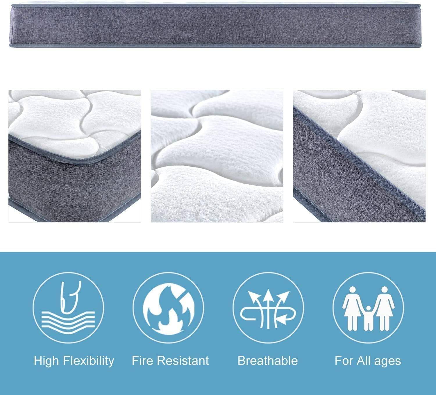 Teeno - Matelas à ressorts 140 x 200 cm, 20 cm d'épaisseur, 7 zones ergonomiques - Image 3
