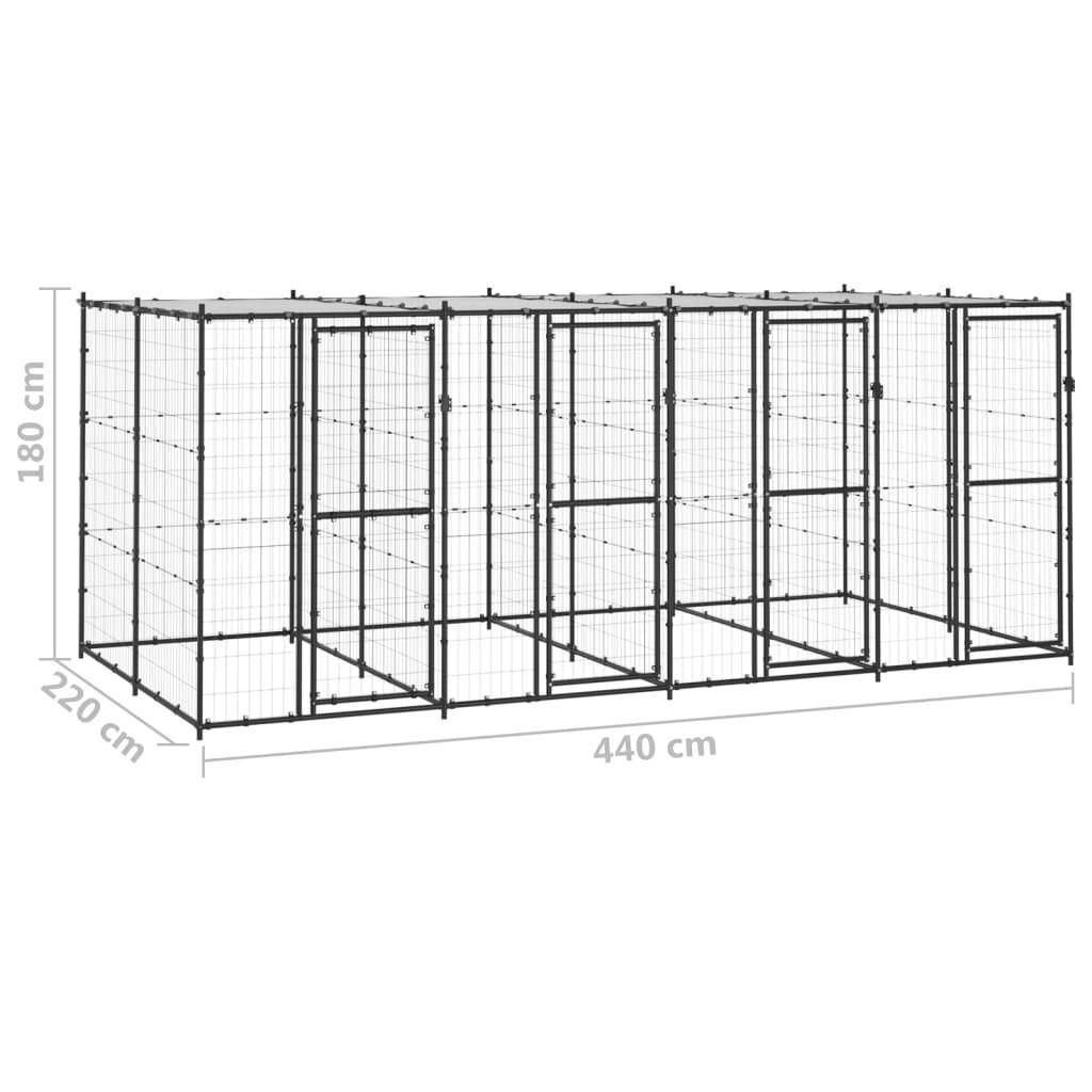 Helloshop26 - Chenil extérieur cage enclos parc animaux chien extérieur acier avec toit 9,68 m² - Imagen 2