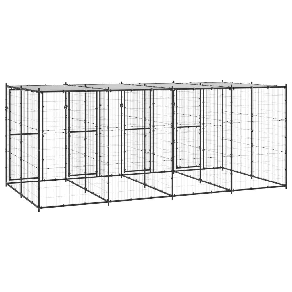 Helloshop26 - Chenil extérieur cage enclos parc animaux chien extérieur acier avec toit 9,68 m² - Imagen 5