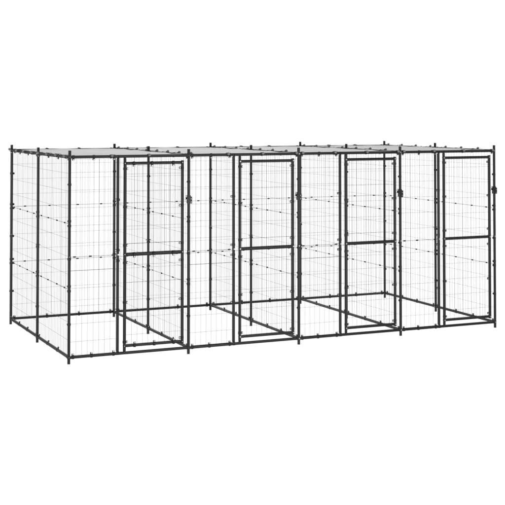 Helloshop26 - Chenil extérieur cage enclos parc animaux chien extérieur acier avec toit 9,68 m² - Imagen 1