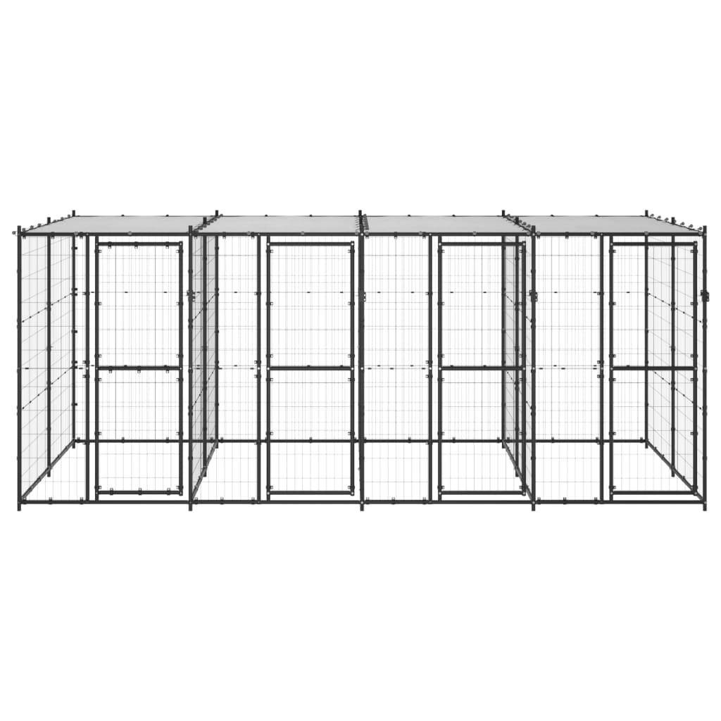 Helloshop26 - Chenil extérieur cage enclos parc animaux chien extérieur acier avec toit 9,68 m² - Imagen 3