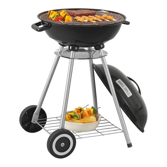 Casa.Pro - Chariot de barbecue rond Apricena 80 x 49 x 47 cm noir casa.pro - Image 1