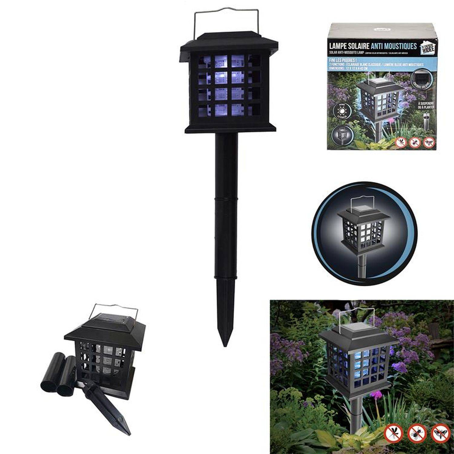 Sans Marque - Lampe LED solaire à planter - Anti-moustique - Noir - Toilinux - Imagen 7