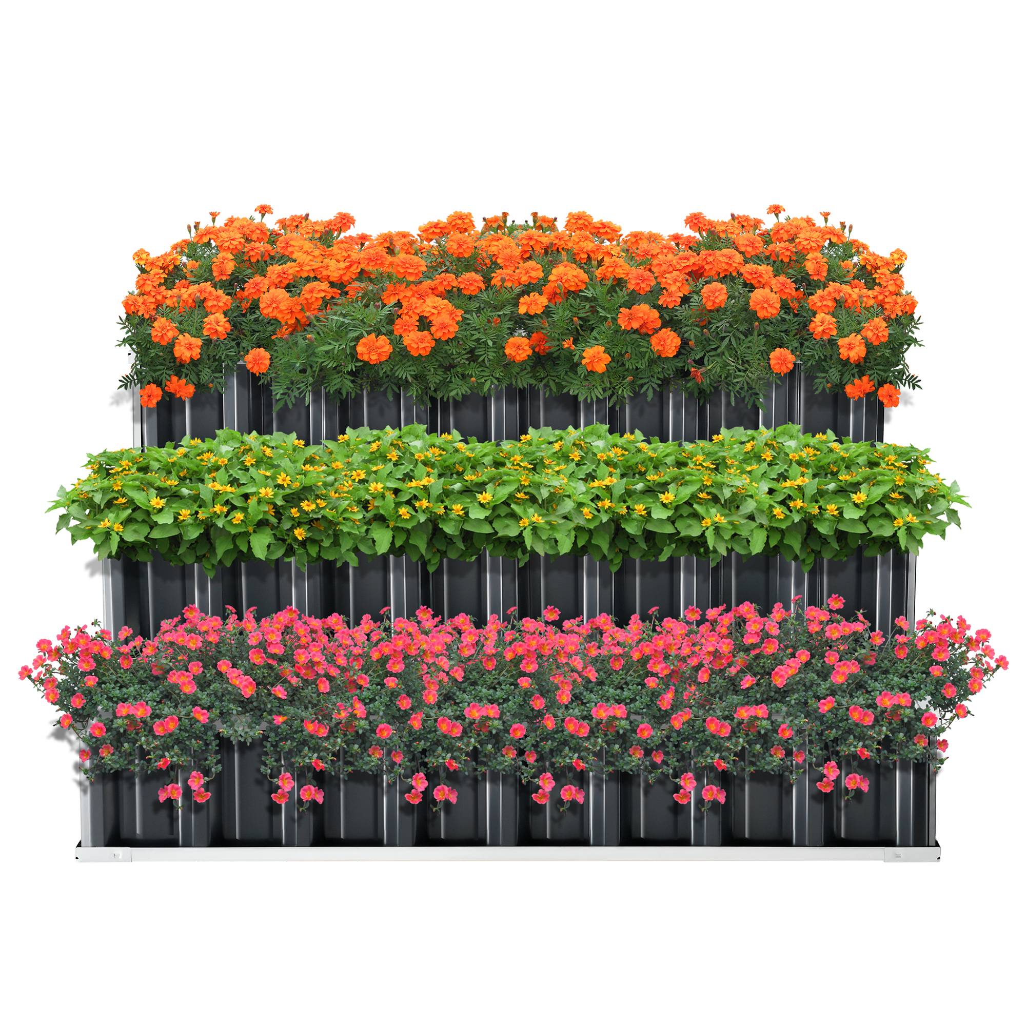 Carré potager Renswoude à 3 niveaux en acier galvanisé 118 x 118 x 60 cm anthracite [en.casa] - Image 1