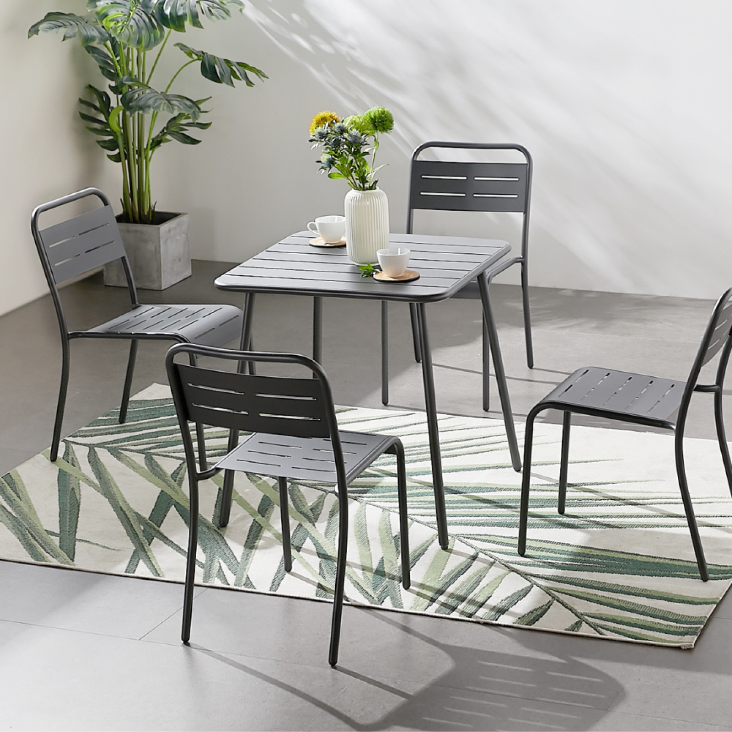 Table carrée 4 places 70x70cm gris foncé BERGAME - Image 4