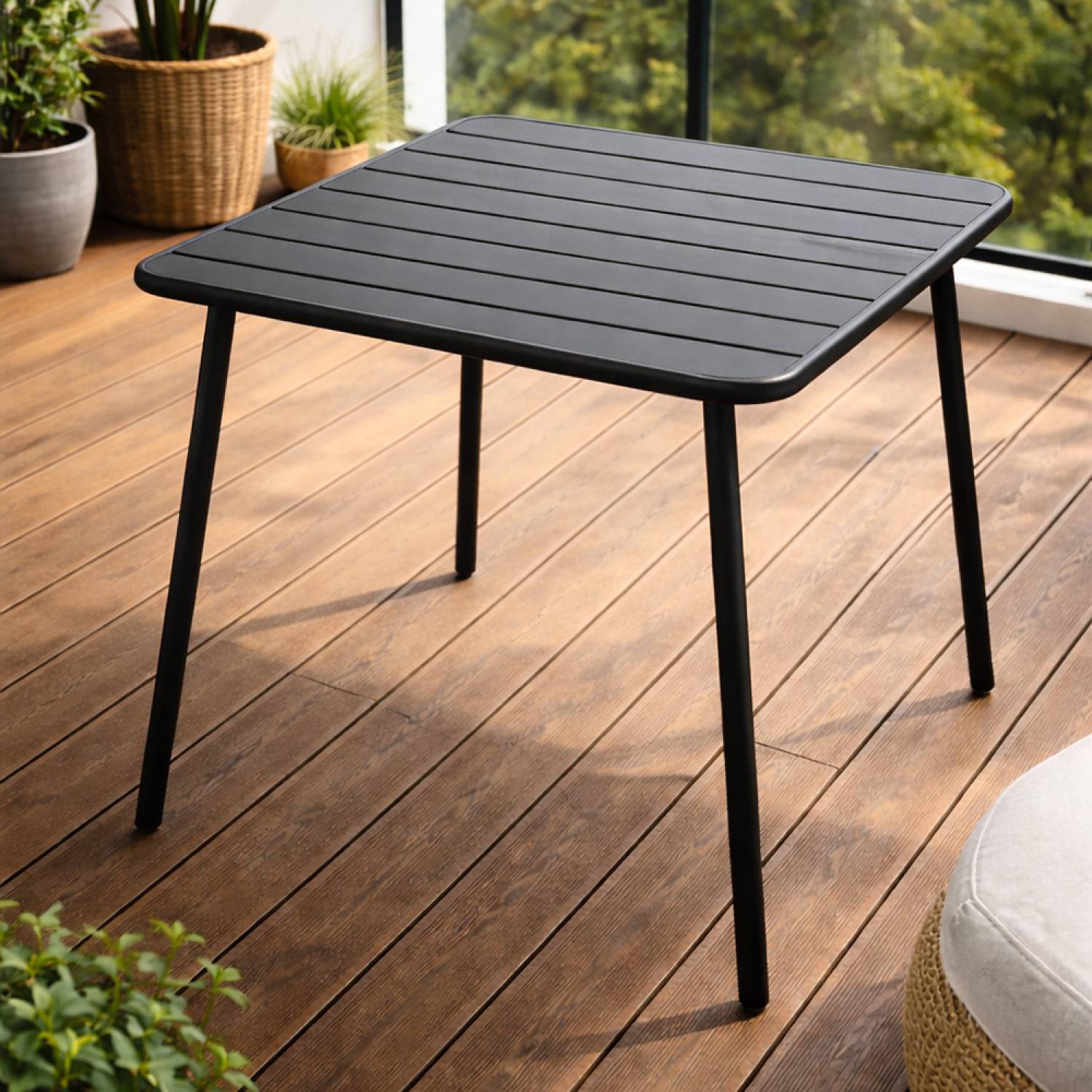 Table carrée 4 places 70x70cm gris foncé BERGAME - Image 5