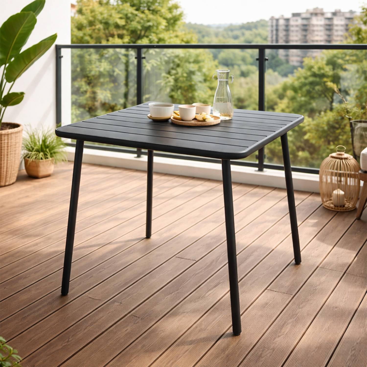 Table carrée 4 places 70x70cm gris foncé BERGAME - Image 2