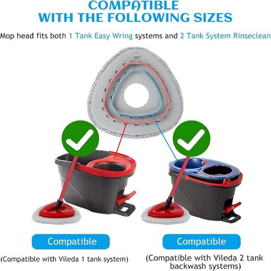 Pack de 4 Têtes de Mop Rotatives Lavables pour Vileda EasyWring & Rinseclean, avec Base de Remplacement – IntiMeg - Image 4