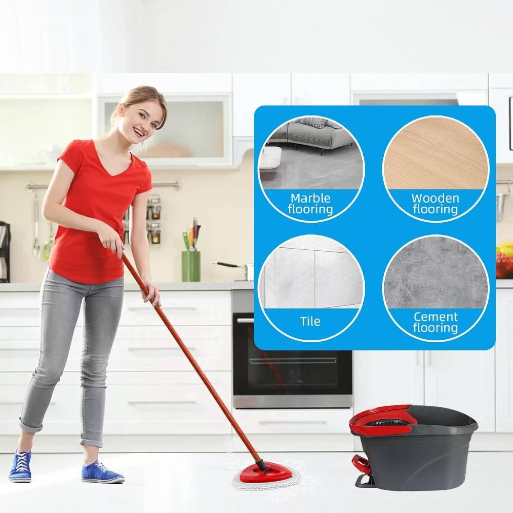 Pack de 4 Têtes de Mop Rotatives Lavables pour Vileda EasyWring & Rinseclean, avec Base de Remplacement – IntiMeg - Image 5