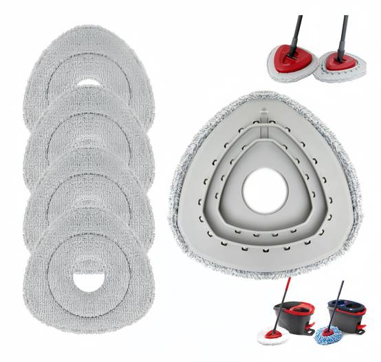 Pack de 4 Têtes de Mop Rotatives Lavables pour Vileda EasyWring & Rinseclean, avec Base de Remplacement – IntiMeg - Image 1