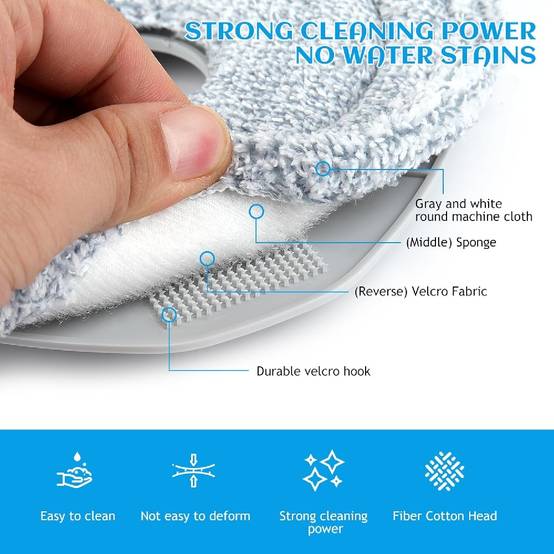 Pack de 4 Têtes de Mop Rotatives Lavables pour Vileda EasyWring & Rinseclean, avec Base de Remplacement – IntiMeg - Image 6