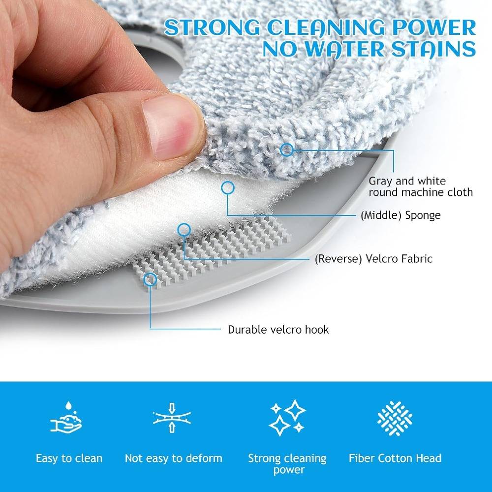 Pack de 4 Têtes de Mop Rotatives Lavables pour Vileda EasyWring & Rinseclean, avec Base de Remplacement – IntiMeg - Image 6