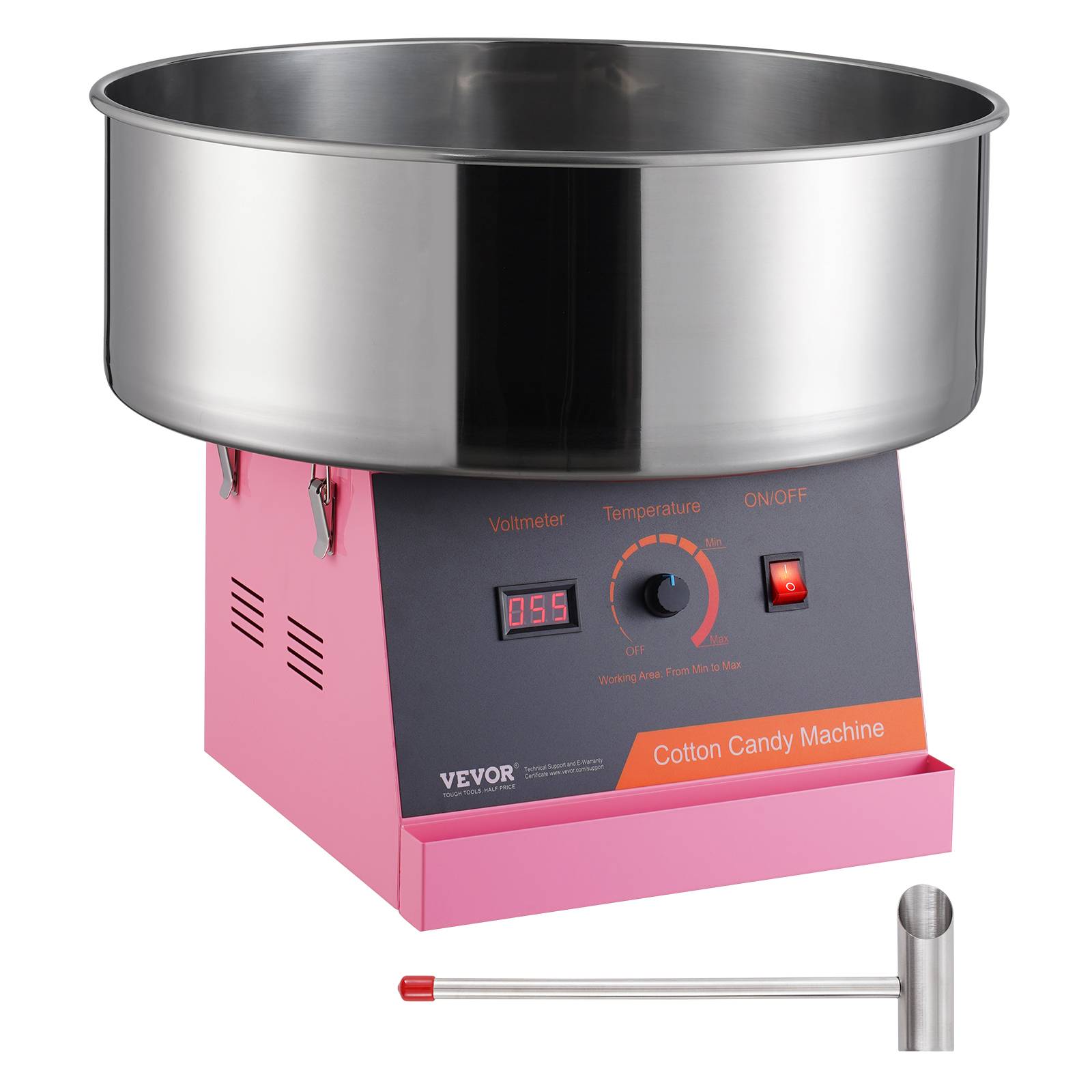 VEVOR Machine barbe à papa électrique, 1000 W, commerciale. Bol inox, cuillère sucre. Idéal fête, anniversaire. - Image 1