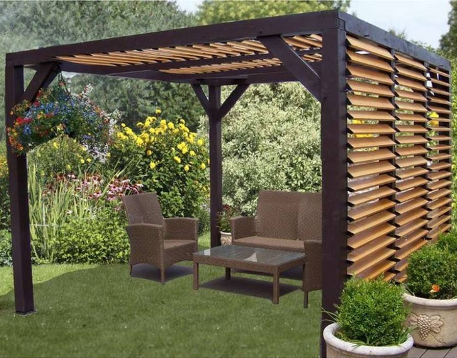 Habrita - Auvent VENETO bois + ventelles toit/mur - 12,20 m2 - dimensions 3,39 m x 3,60 m Habrita - Image 2
