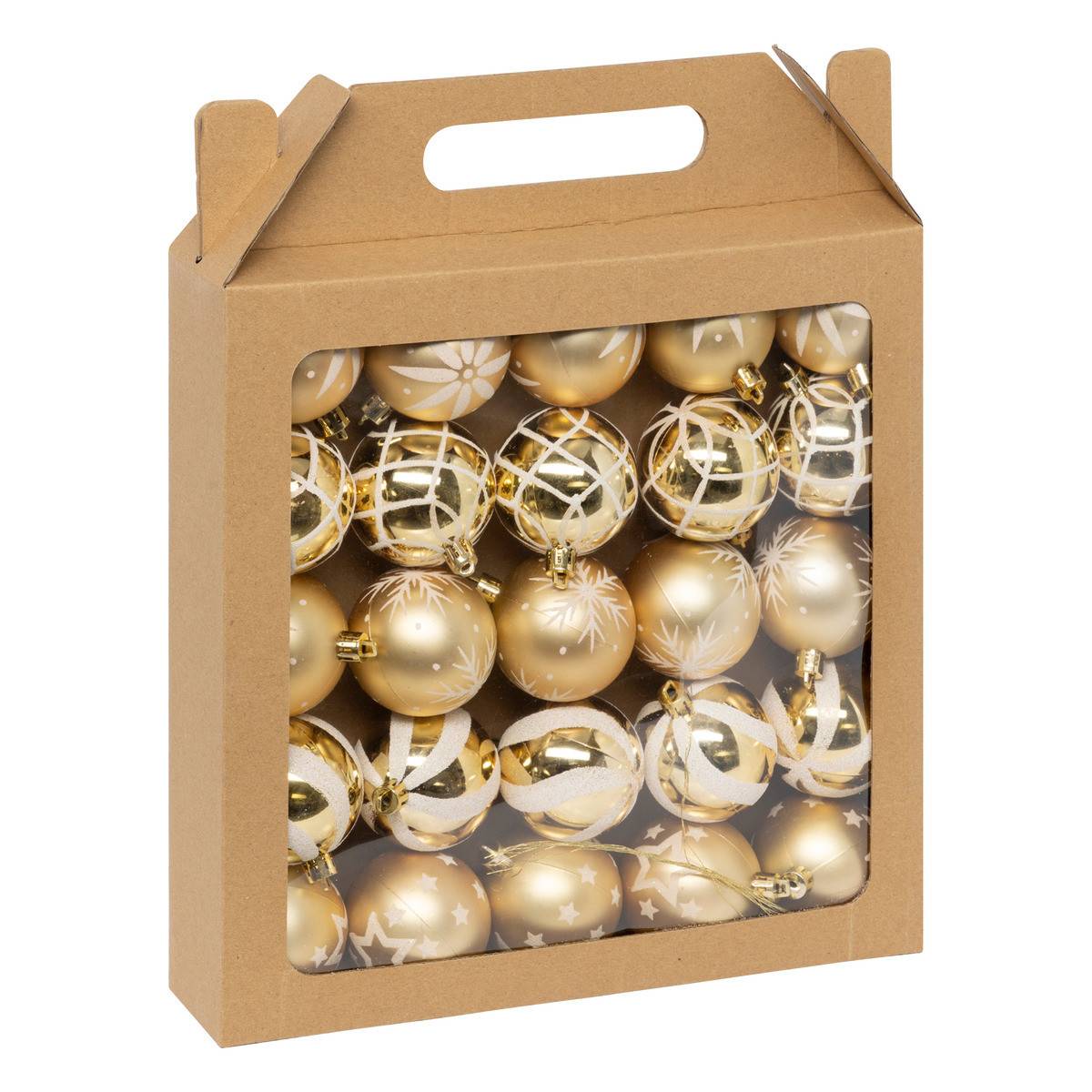 Fééric Lights & Christmas - Déco de sapin Lot de 25 Boules de Noël D 6 cm - Doré et Blanc - Imagen 1