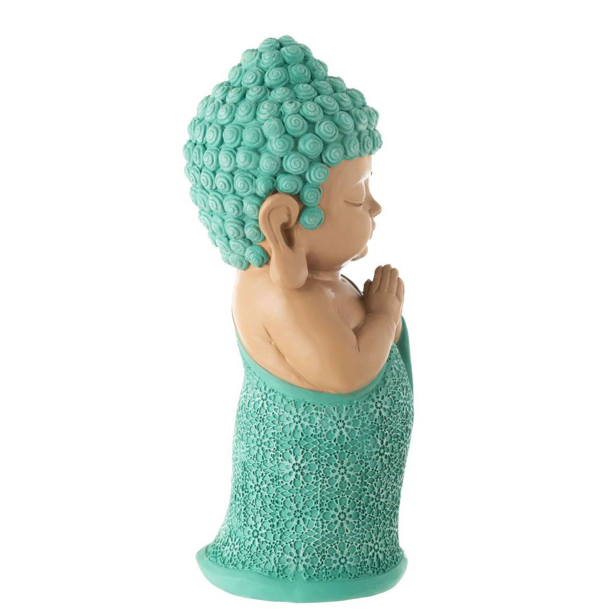 J-Line - Statuette Moine Prière "Toby" 32cm Bleu Azur - Image 2