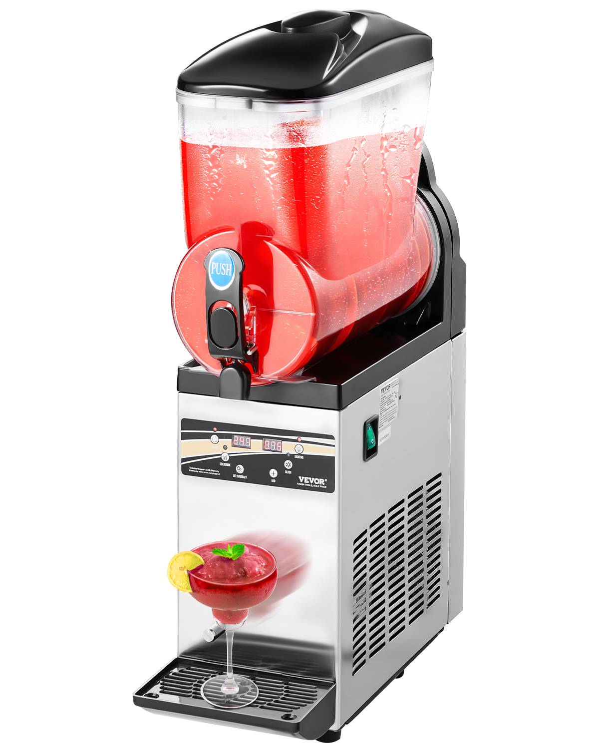 VEVOR Machine à granite réservoir unique 15L, inox, distributeur boissons glacées, pour maison/restaurant/café. - Image 1