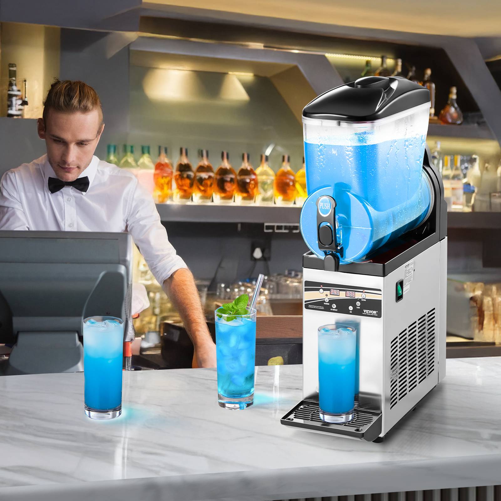 VEVOR Machine à granite réservoir unique 15L, inox, distributeur boissons glacées, pour maison/restaurant/café. - Image 8