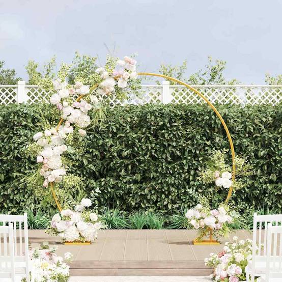 Arche de cérémonie dorée en acier pour mariage jardin design minimaliste 220cm - ComfortXL Outdoor Living - Image 1