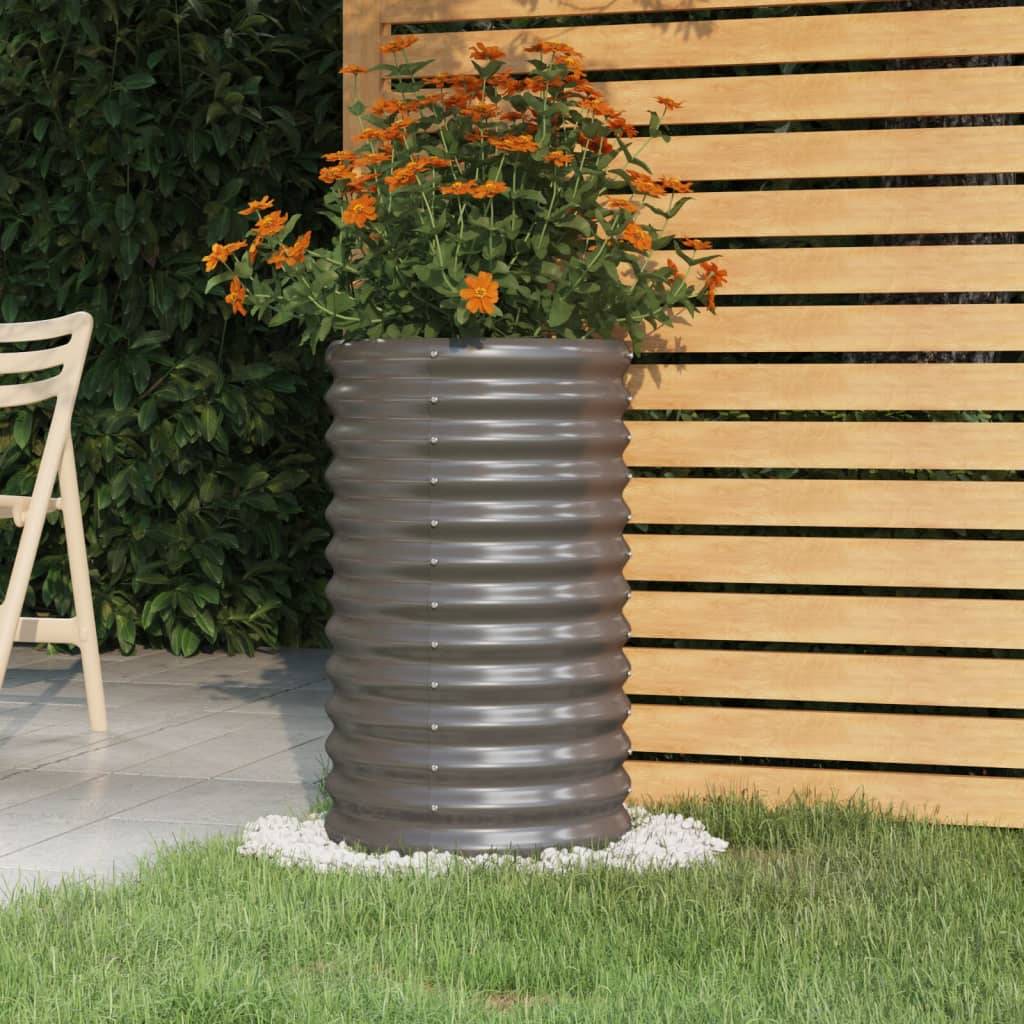 Maison Chic - Jardinière de jardin - Pot De Fleurs Acier enduit de poudre 40x40x68 cm Gris - Imagen 2
