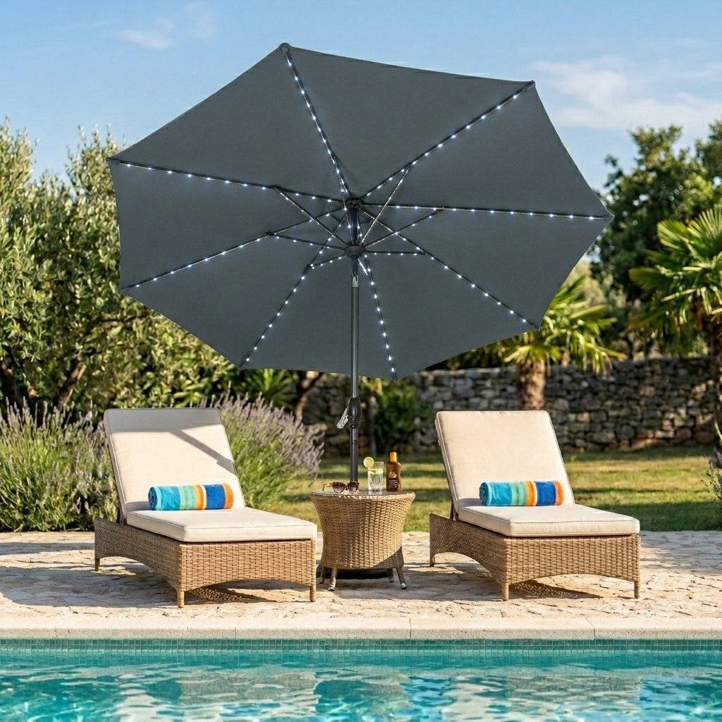 Monstershop - Parasol Inclinable à LED 2,7 m - Gris - Image 4