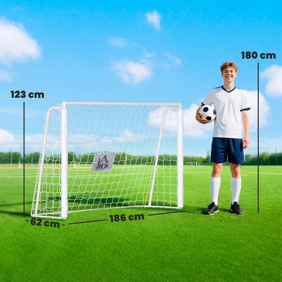 But de football pour enfants, cible, manchons antichoc, jardin, 186 x 123 cm, blanc - Image 5