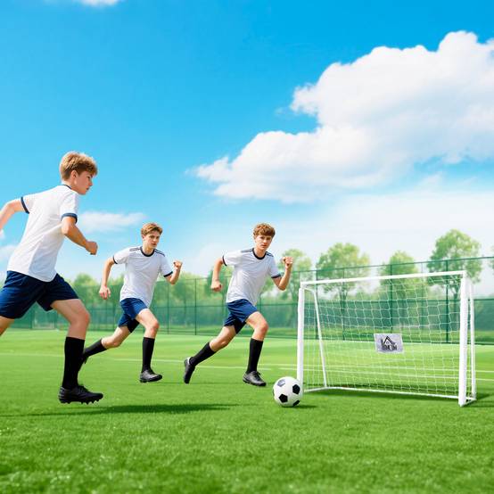 But de football pour enfants, cible, manchons antichoc, jardin, 186 x 123 cm, blanc - Image 4