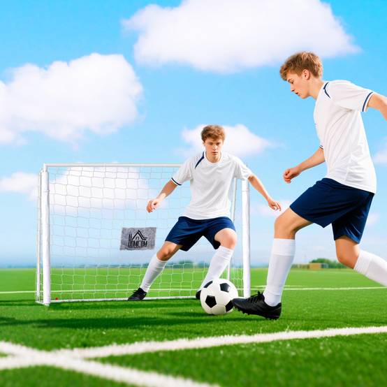 But de football pour enfants, cible, manchons antichoc, jardin, 186 x 123 cm, blanc - Image 3