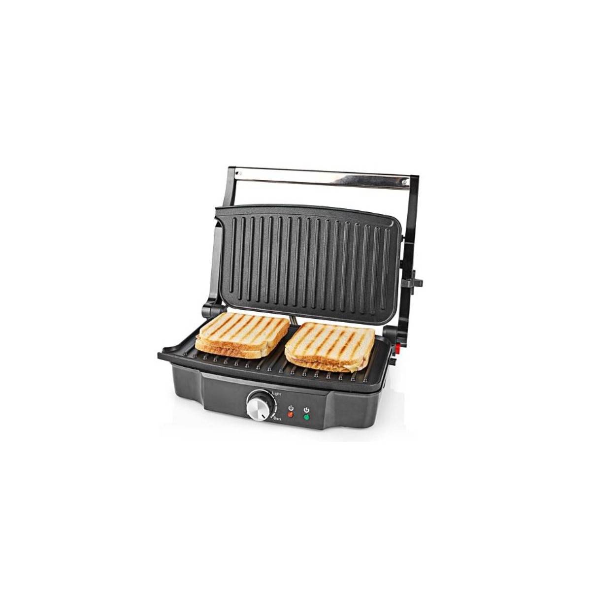 Grill de contact 1500W Sandwiches Pannini Grillades Plaque Anti-adhésive Poignée froide NEDIS - Imagen 1
