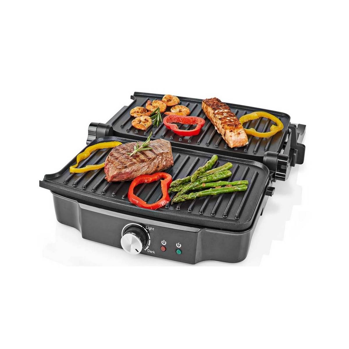 Grill de contact 1500W Sandwiches Pannini Grillades Plaque Anti-adhésive Poignée froide NEDIS - Imagen 3