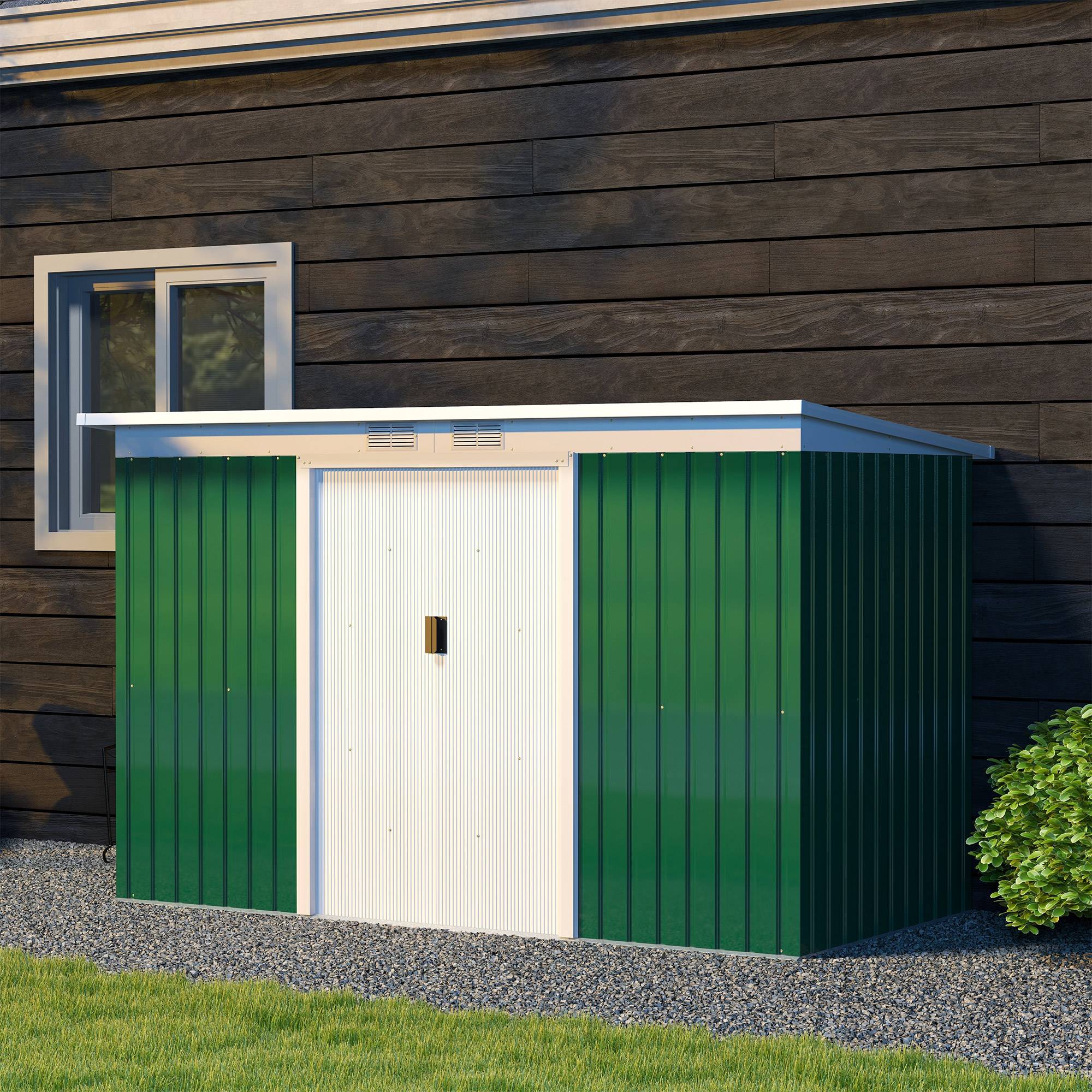 ComfortXL - Abri de jardin acier galvanisé extérieur stockage outils 280x130x172cm vert foncé - ComfortXL Outdoor Living - Image 8