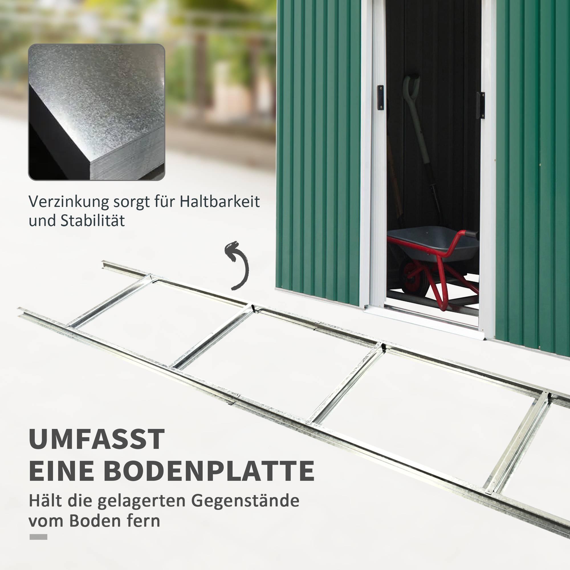 ComfortXL - Abri de jardin acier galvanisé extérieur stockage outils 280x130x172cm vert foncé - ComfortXL Outdoor Living - Image 6