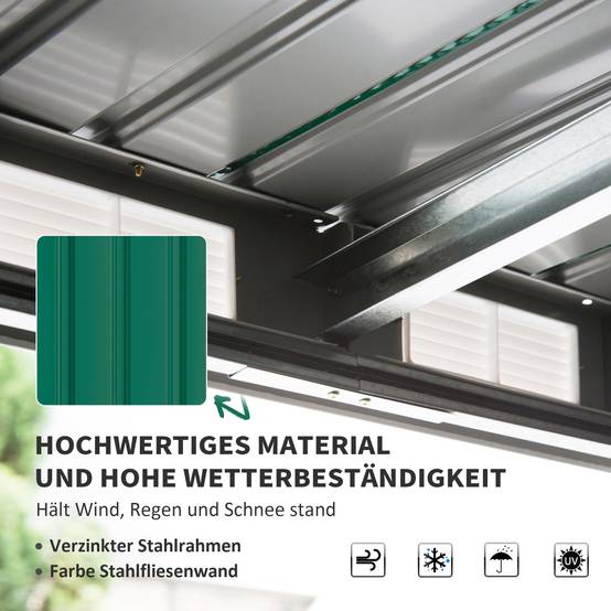 ComfortXL - Abri de jardin acier galvanisé extérieur stockage outils 280x130x172cm vert foncé - ComfortXL Outdoor Living - Image 4